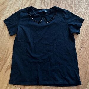 Zara Black Top with Bow Embellished Details Size M